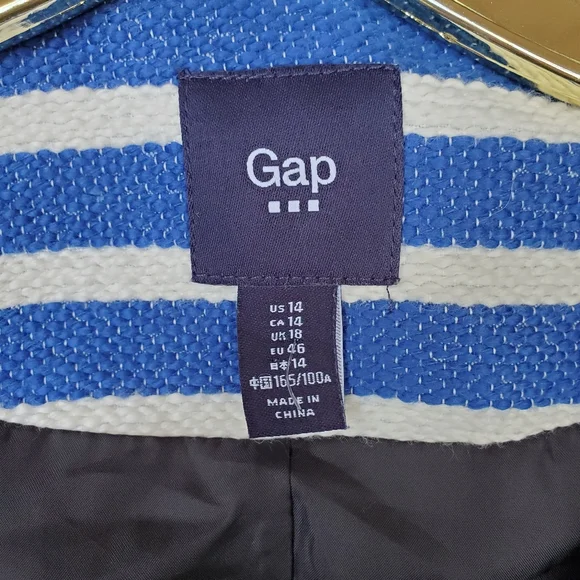 GAP Striped Blazer Jacket Zip Front w/ Pockets Textured Size 14 - EUC!~ - Picture 9 of 13